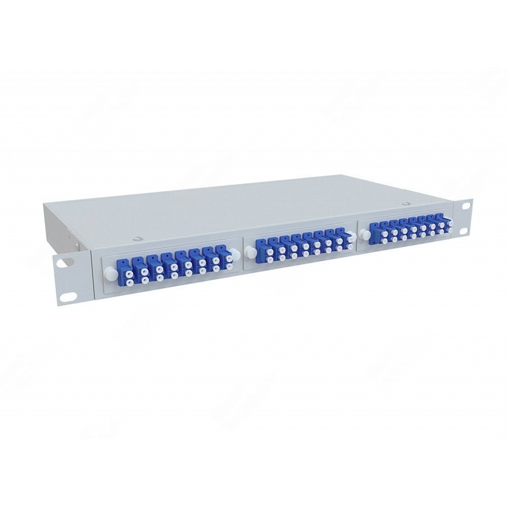 Кросс распределительный стоечный КРС, 19", 1U, 24 SM, укомплектованный 38 LC/UPC